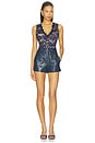 view 5 of 5 Leila Lace Top in Navy & Beige