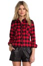 view 1 of 7 Olga Perforated Plaid Combo Top in Red