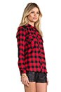 view 2 of 7 Olga Perforated Plaid Combo Top in Red