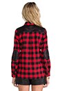 view 3 of 7 Olga Perforated Plaid Combo Top in Red
