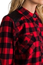 view 5 of 7 Olga Perforated Plaid Combo Top in Red