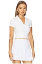 view 2 of 4 Preppy V-neck Polo Top in White
