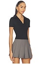 view 2 of 4 Preppy V-neck Polo Top in Black