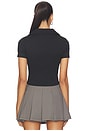 view 3 of 4 Preppy V-neck Polo Top in Black
