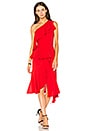 view 1 of 3 One Shoulder Asymmetrical Dress in Red