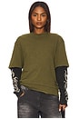 view 1 of 5 Double Layered Long Sleeve Tee in Olive Morning Multi