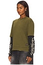 view 3 of 5 Double Layered Long Sleeve Tee in Olive Morning Multi