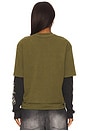 view 4 of 5 Double Layered Long Sleeve Tee in Olive Morning Multi