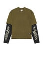 view 1 of 5 Double Layered Long Sleeve Tee in Olive Morning Multi