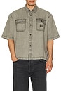 view 4 of 5 Boxy Denim Short Sleeve Shirt in Tinted Grey Wash