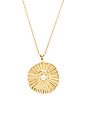 view 2 of 2 Sunburst Coin Necklace in White Opalite & Gold
