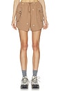 view 1 of 6 The Embroidered Cargo Short in Khaki With Daisy Embroidery