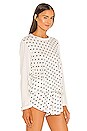 view 2 of 4 Long Sleeve Sleep Tee in Washed White Mix Dot