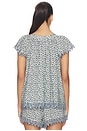 view 3 of 5 The Flutter Sleeve Eyelet Top in Bluebell Ditsy