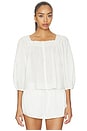 view 2 of 5 The Eyelet Button Top in True White
