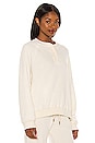 view 2 of 4 The Fleece Slouch Henley Sweatshirt in Washed White