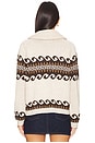 view 3 of 4 The Greek Key Lodge Cardigan in Cream & Driftwood