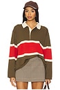 view 1 of 4 The Rugby Sweater in Army With Hot Red Stripe