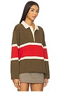 view 2 of 4 The Rugby Sweater in Army With Hot Red Stripe