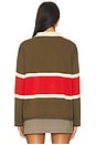 view 3 of 4 The Rugby Sweater in Army With Hot Red Stripe