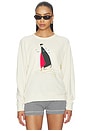 view 1 of 5 The College Sweatshirt With Sailing Boat Applique in Washed White
