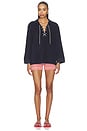 view 4 of 4 The Micro Terry Lace Up Tunic in Navy