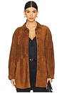 view 1 of 4 The Suede Fringe Shirt Jacket in Cognac