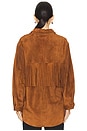 view 3 of 4 The Suede Fringe Shirt Jacket in Cognac