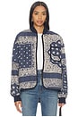 view 1 of 6 The Quilted Bomber in Navy Bandana Print