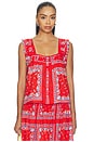 view 1 of 4 The Victorian Pleat Tank in Red Sailboat Bandana
