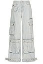 view 5 of 4 Lara Low Rise Wide Leg Cargo Jeans in Echo Light