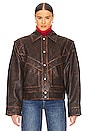 view 2 of 5 Jayden Distressed Leather Jacket in Dark Brown