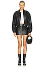 view 5 of 5 Cropped Leather Bomber Jacket in Black