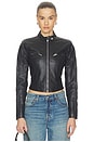 view 1 of 7 Danica Leather Racer Jacket in Black