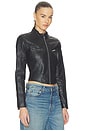 view 3 of 7 Danica Leather Racer Jacket in Black