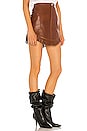 view 2 of 4 MINIFALDA DE CUERO CON FLECOS SADIE in Brown