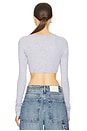 view 3 of 4 Rib Button Through Crop Top in Heather Grey