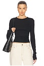 view 1 of 4 Crew Neck Extra Long Sleeve Tee in Black