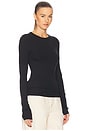 view 2 of 4 Crew Neck Extra Long Sleeve Tee in Black