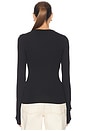 view 3 of 4 Crew Neck Extra Long Sleeve Tee in Black