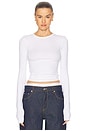 view 1 of 4 Crew Neck Extra Long Sleeve Tee in White