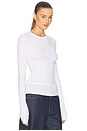 view 2 of 4 Crew Neck Extra Long Sleeve Tee in White
