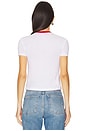 view 3 of 4 Crew Neck Short Sleeve Baby Tee in White & Vintage Red
