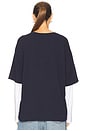 view 3 of 5 Layered Long Sleeve Tee in Navy & White