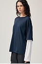 view 3 of 8 Layered Long Sleeve Tee in Navy & White