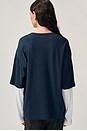 view 4 of 8 Layered Long Sleeve Tee in Navy & White