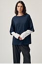 view 5 of 8 Layered Long Sleeve Tee in Navy & White
