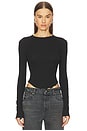 view 1 of 5 ФУТБОЛКА SCOOP HEM LONG SLEEVE TEE in black