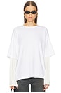 view 1 of 6 Layered Long Sleeve Tee in White & Bone