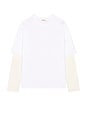 view 5 of 6 Layered Long Sleeve Tee in White & Bone